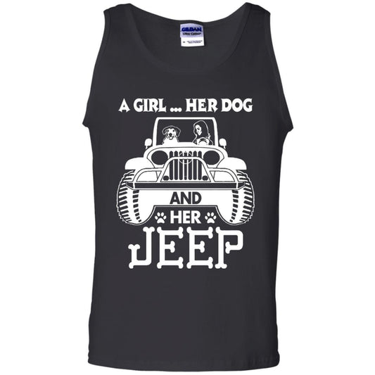 Dog Lover T-shirt A Girl Her Dog And Her Jeep Black