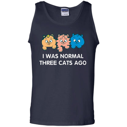 Cat Lover T-shirt I Was Normal Three Cats Ago Navy