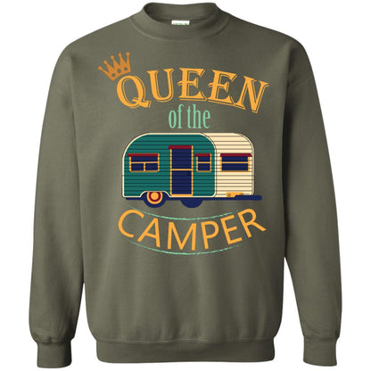 Queen Of The Camper Camping Lover Shirt Military Green