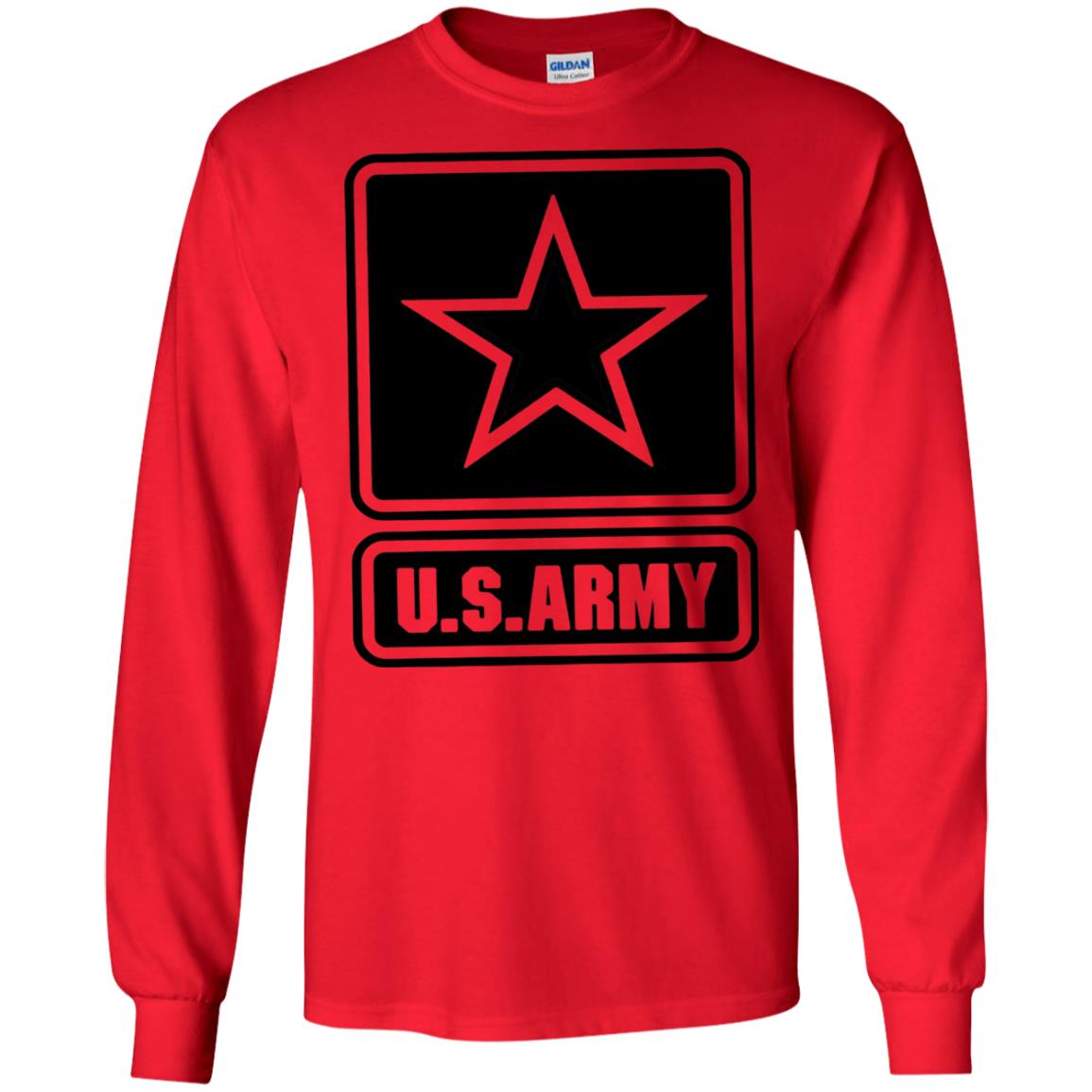 Us Army Black Logo United States Design T-shirt Red