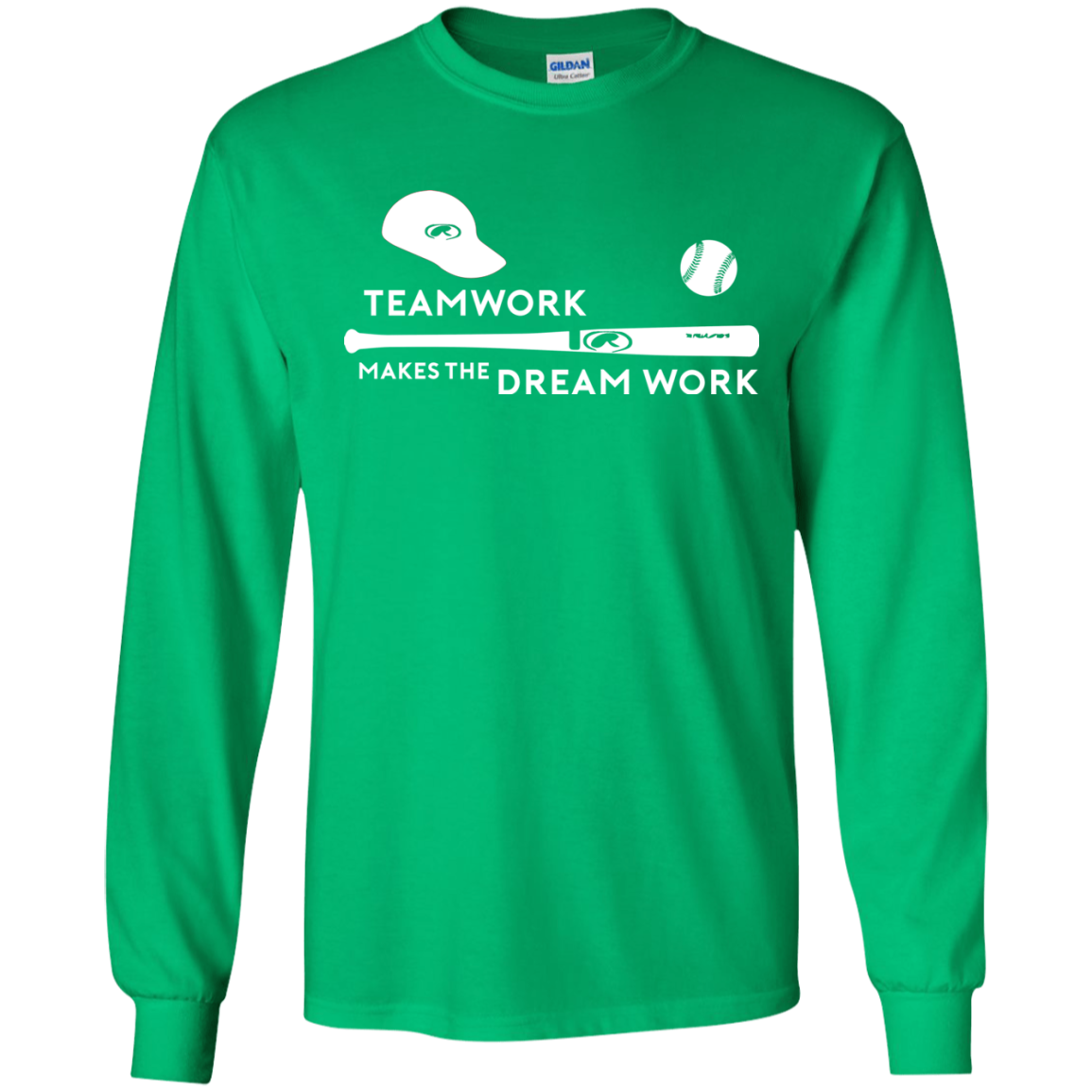 Baseball T-shirt Teamwork Makes The Dream Work Irish Green
