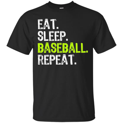 Baseball T-shirt Eat Sleep Baseball Repeat Black