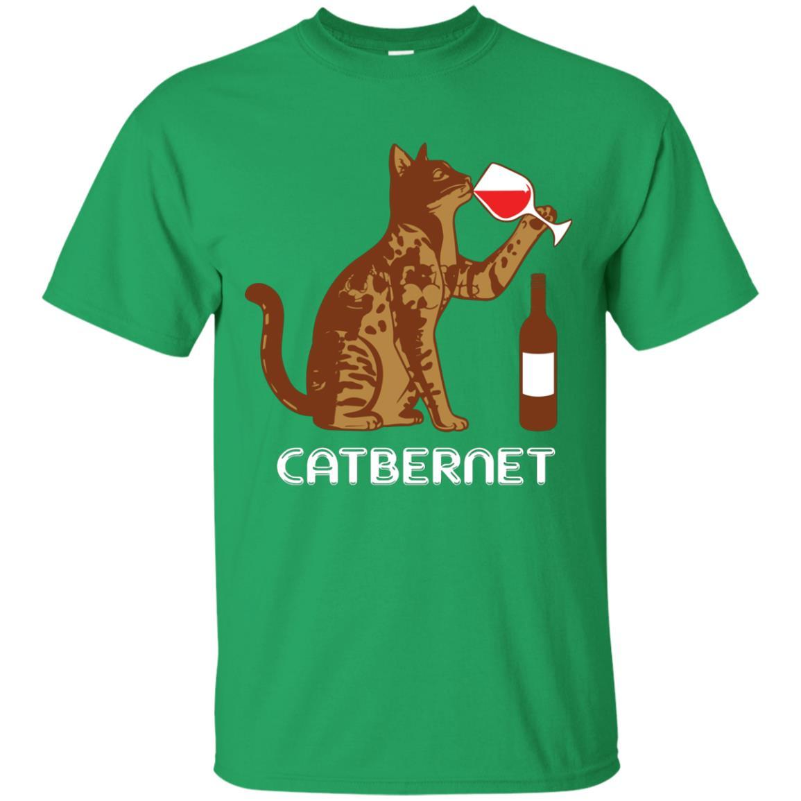 Cat Lovers T-shirt Catbernet Cat Wine Irish Green