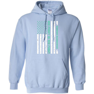 Ovarian Cancer Awareness His Fight Is My Fight Teal Ribbon Stars Flag Of Usa ShirtG185 Gildan Pullover Hoodie 8 oz.