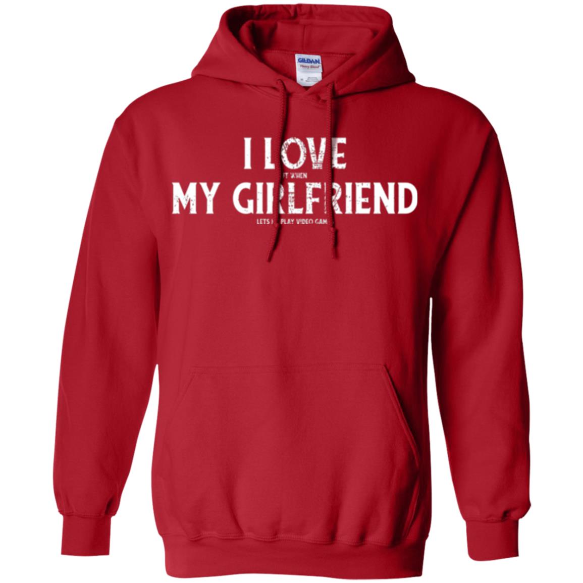 Funny Gamer T-shirt I Love My Girlfriend Lets Me Play Video Games Red