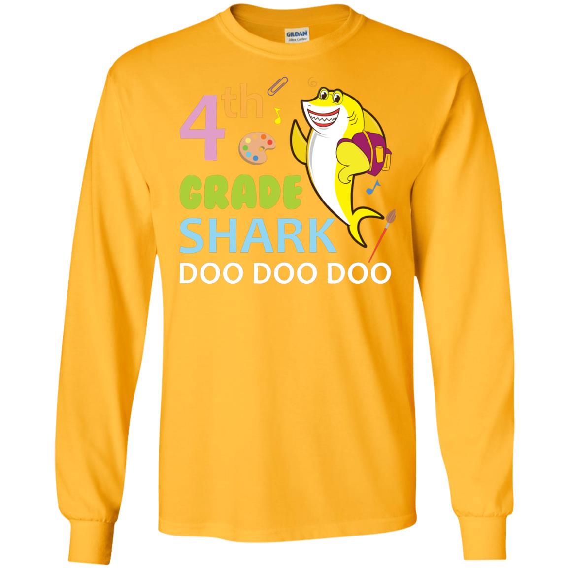 4th Grade Shark Doo Doo Doo Back To School T-shirt Gold