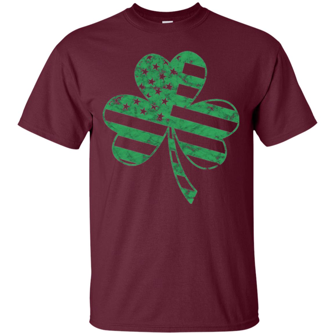 Irish American Flag Shamrock St. Patrick's Day T-shirt Maroon
