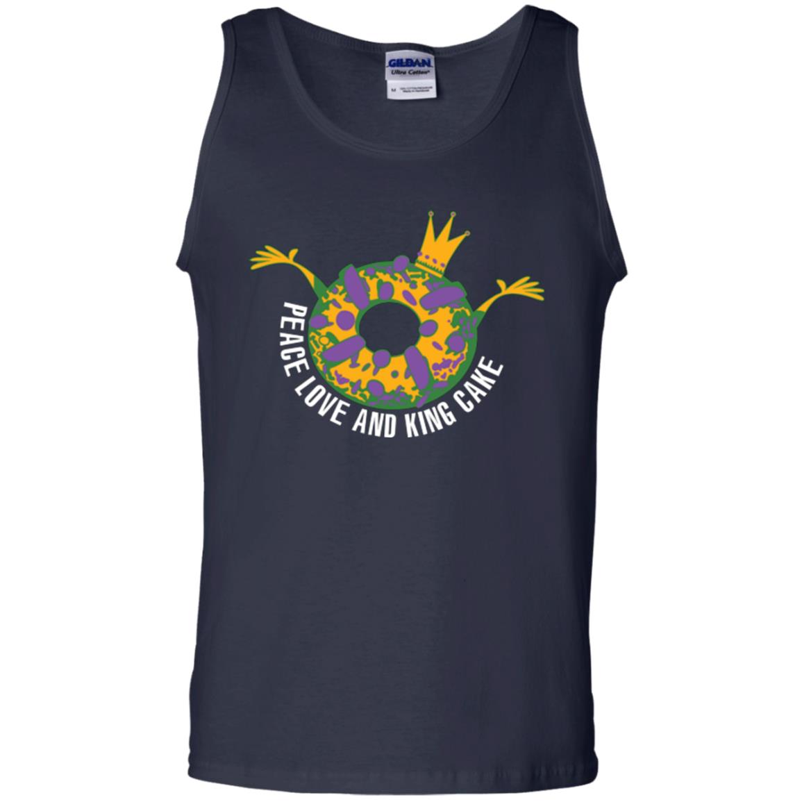 Mardi Gras T-shirt Peace Love And King Cake Navy