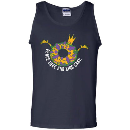 Mardi Gras T-shirt Peace Love And King Cake Navy