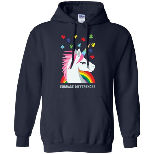 Autism Awareness Shirt Unicorn Puzzle Embrace Differences Navy