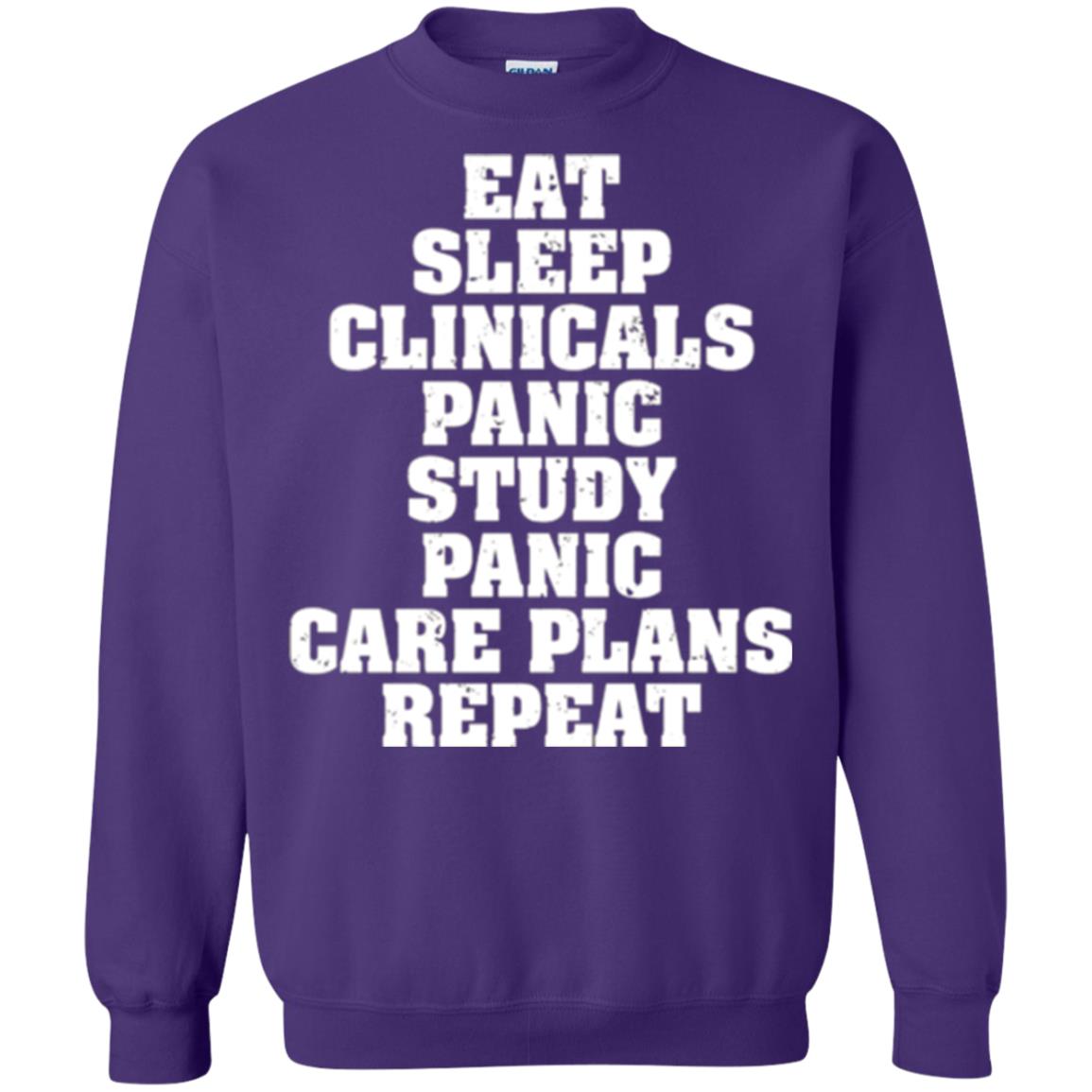Funny Nursing Student T-shirt Eat Sleep Clinicals Panic Purple