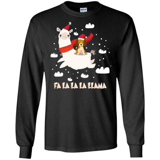 Fa La La La Llama With Beagle X-mas Gift Shirt Black
