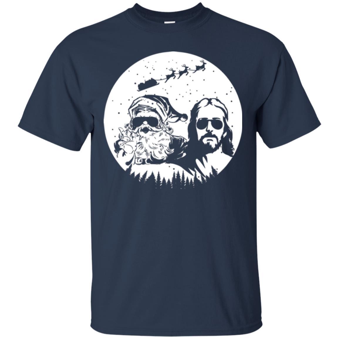 Christmas T-shirt Jesus And Santa Claus Navy