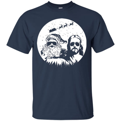 Christmas T-shirt Jesus And Santa Claus Navy