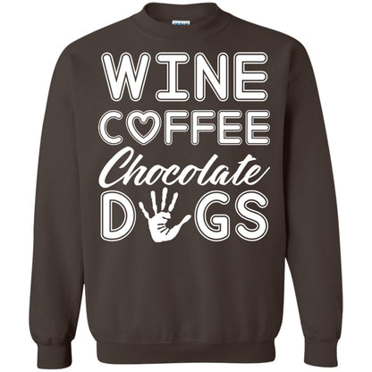 Wine Coffee Chocolate Dogs Family T-shirt Dark Chocolate