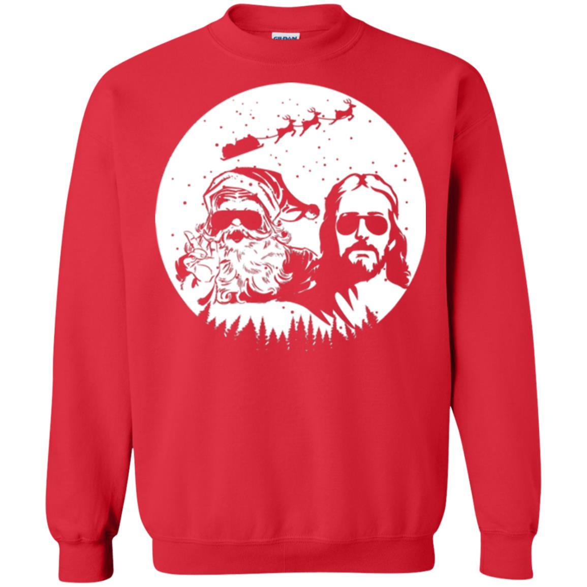 Christmas T-shirt Jesus And Santa Claus Red