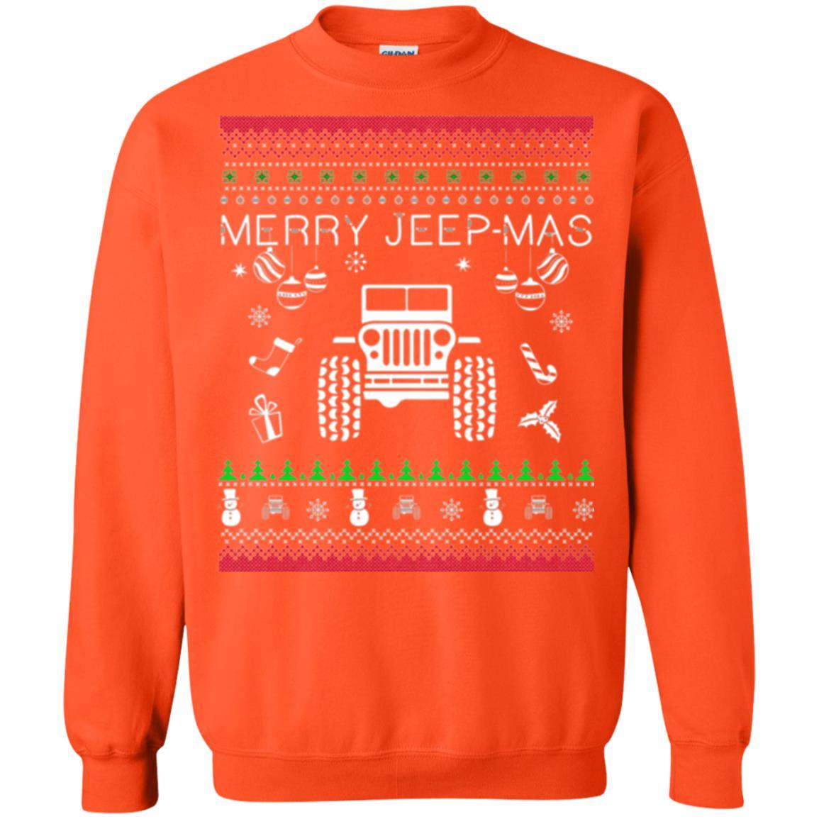 Christmas T-shirt Mery Jeep-mas Jeep Ugly Orange