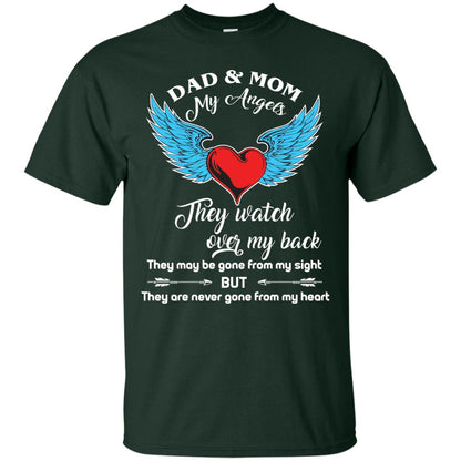 Dad And Mom My Angels They Watch Over My Back Family T-shirt Forest