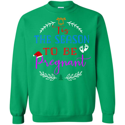 Tis Season To Be Pregnant Pregnancy Announcement Gift Shirt Irish Green