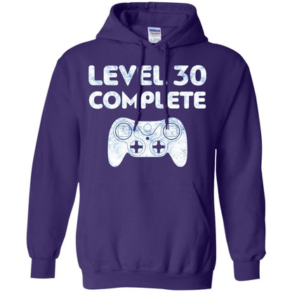 Level 30 Complete Video Gamer 30th Birthday Shirt Purple