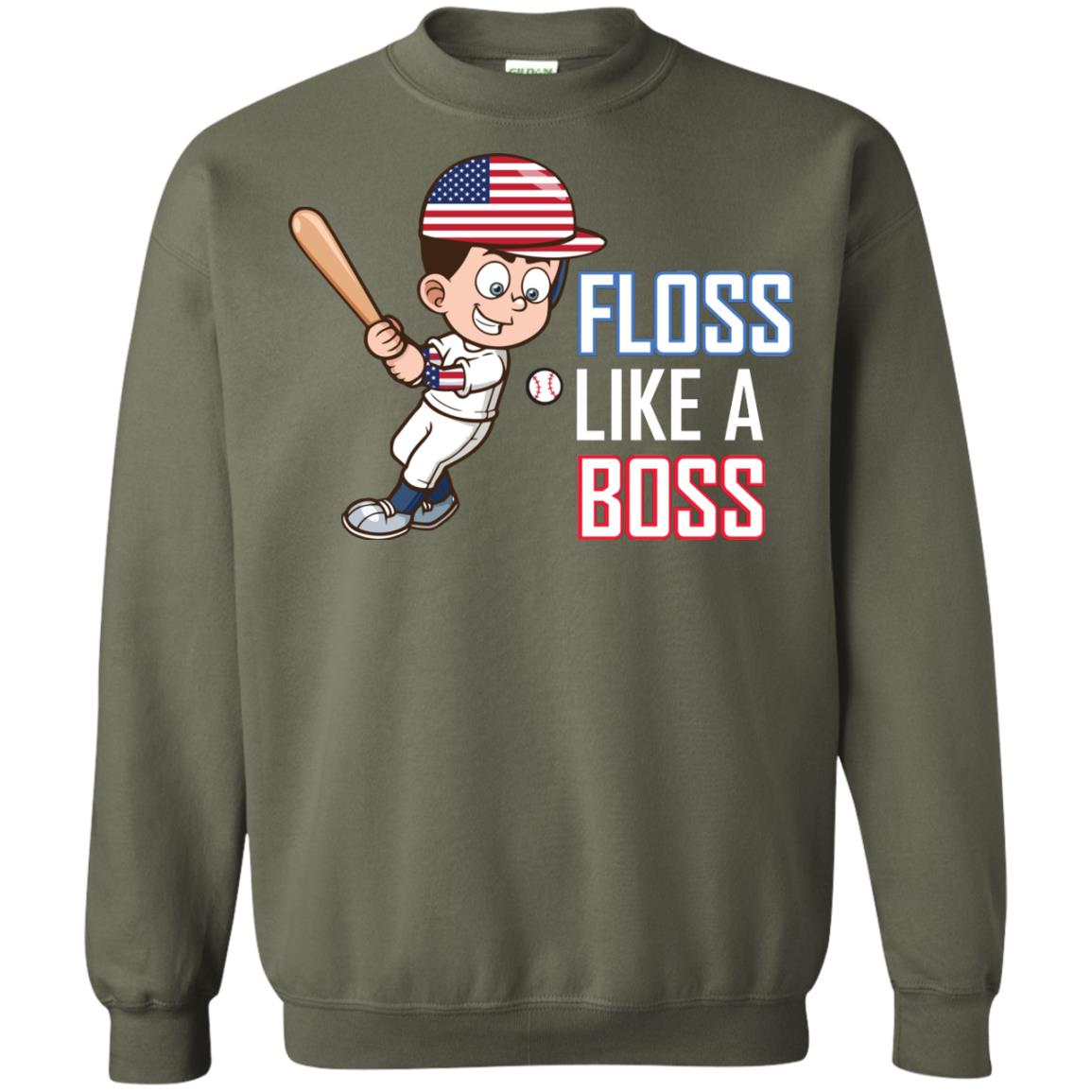 Floss Like A Boss Shirt For Baseball Players Military Green