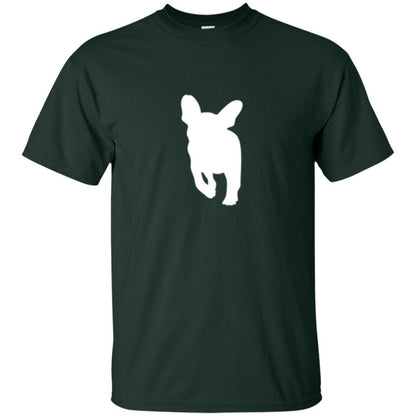 French Bulldog T-shirt White Silhouette Of Puppy Forest Green