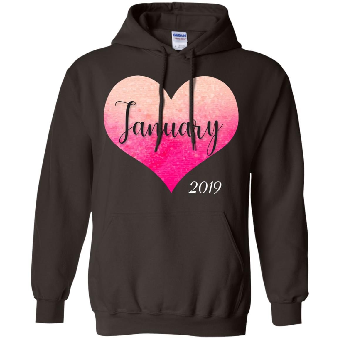 Pregnancy Reveal Announcement Party January 2019 Shirt Dark Chocolate
