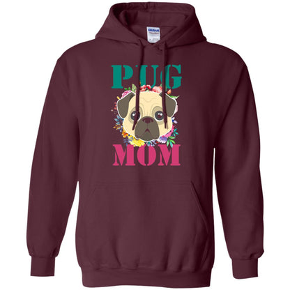Floral Pug Mom T-shirt Puppy Pet Lover Maroon