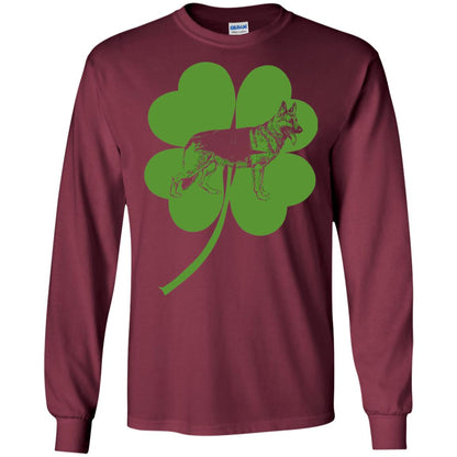 German Shepherd Shamrock St. Patrick_s Day T-shirt Maroon