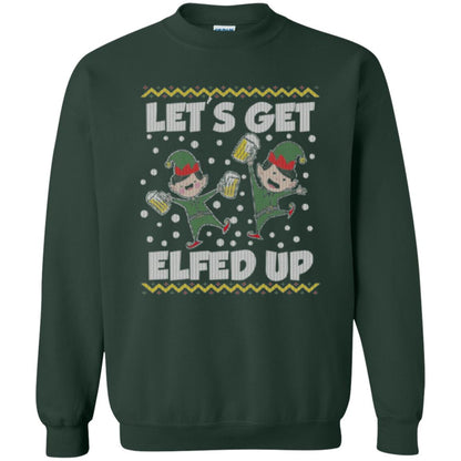 Christmas T-shirt Let_s Get Elfed Up Forest Green