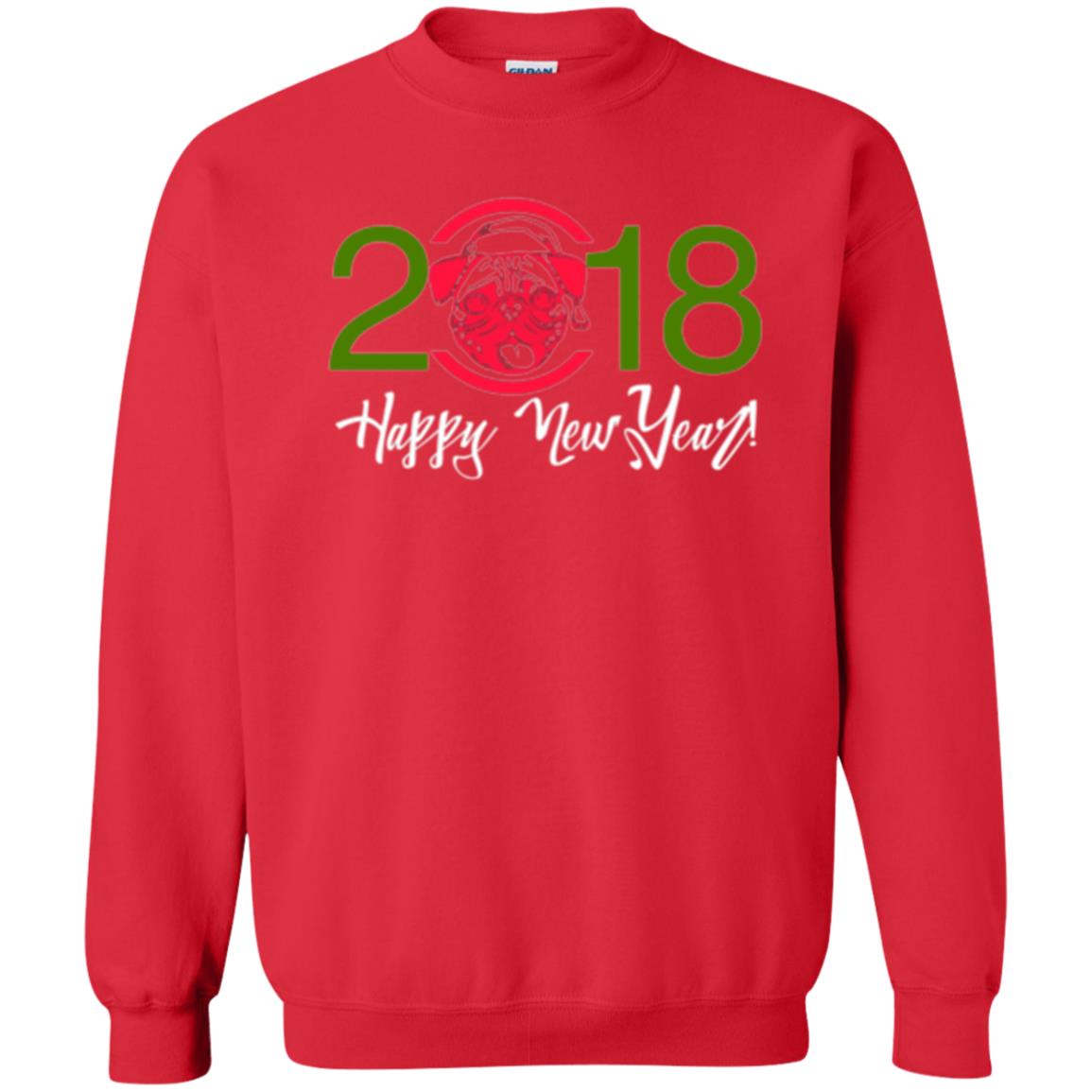Dog Lovers T-shirt Happy New Year 2018 Red