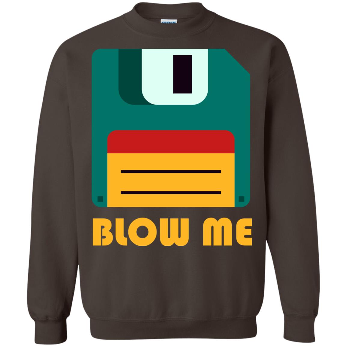 Blow Me Funny Floppy Disk Saying T-shirt Dark Chocolate