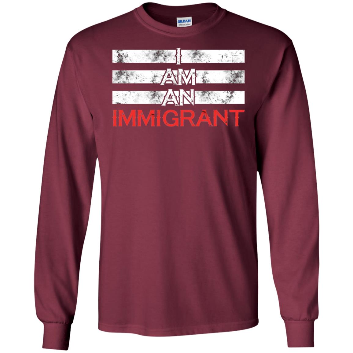 Migrant T-shirt I Am An Immigrant Maroon