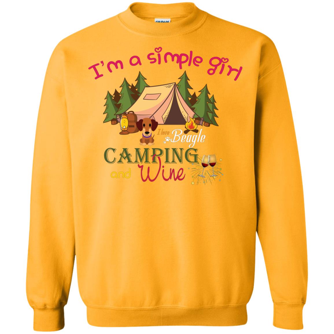 I’m A Simple Girl I Love Beagle Camping And Wine Shirt Gold