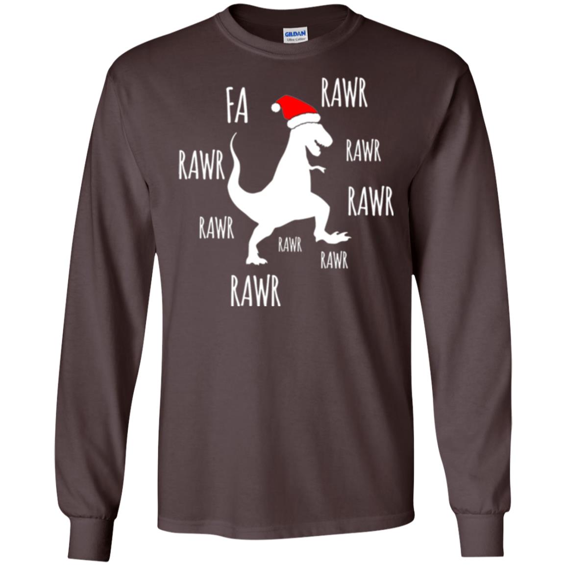Christmas T-shirt Fa Rawr Rawr Funny T-rex Dinosaur Dark Chocolate