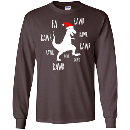 Christmas T-shirt Fa Rawr Rawr Funny T-rex Dinosaur Dark Chocolate