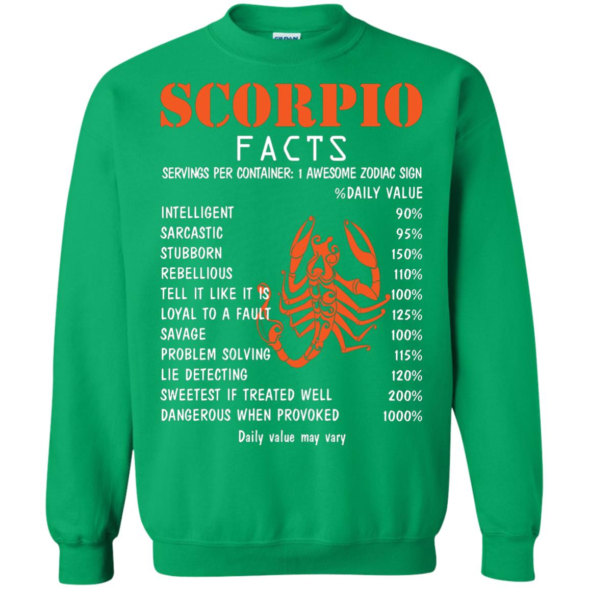 Scorpio Facts 1 Awesome Zodiac Sign Gift Shirt For Scorpio Horoscope Irish Green