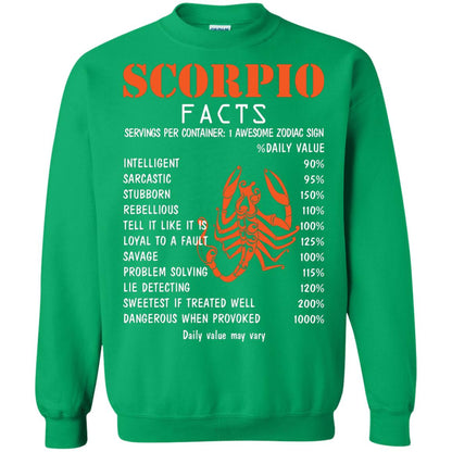 Scorpio Facts 1 Awesome Zodiac Sign Gift Shirt For Scorpio Horoscope Irish Green