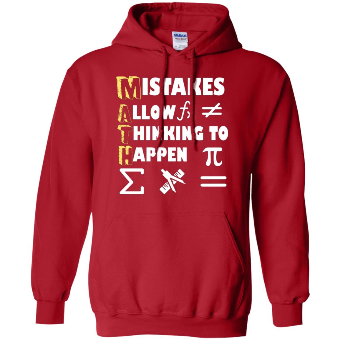 Math Lover T-shirt Mistakes Allow Thinking To Happen Red