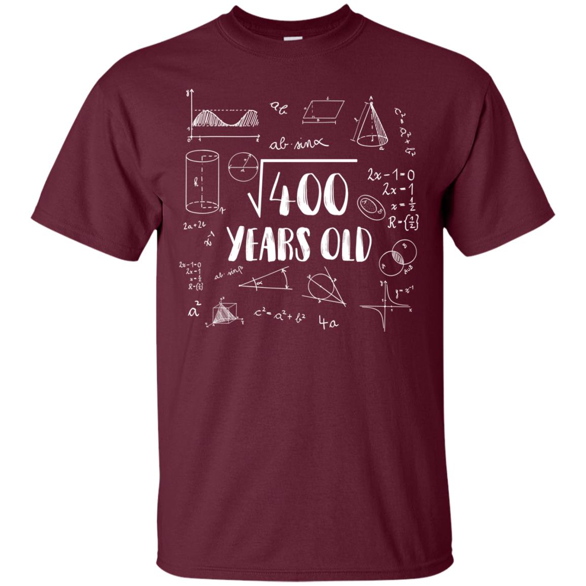 Square Root Of 400 20th Birthday 20 Years Old Math T-shirt Maroon
