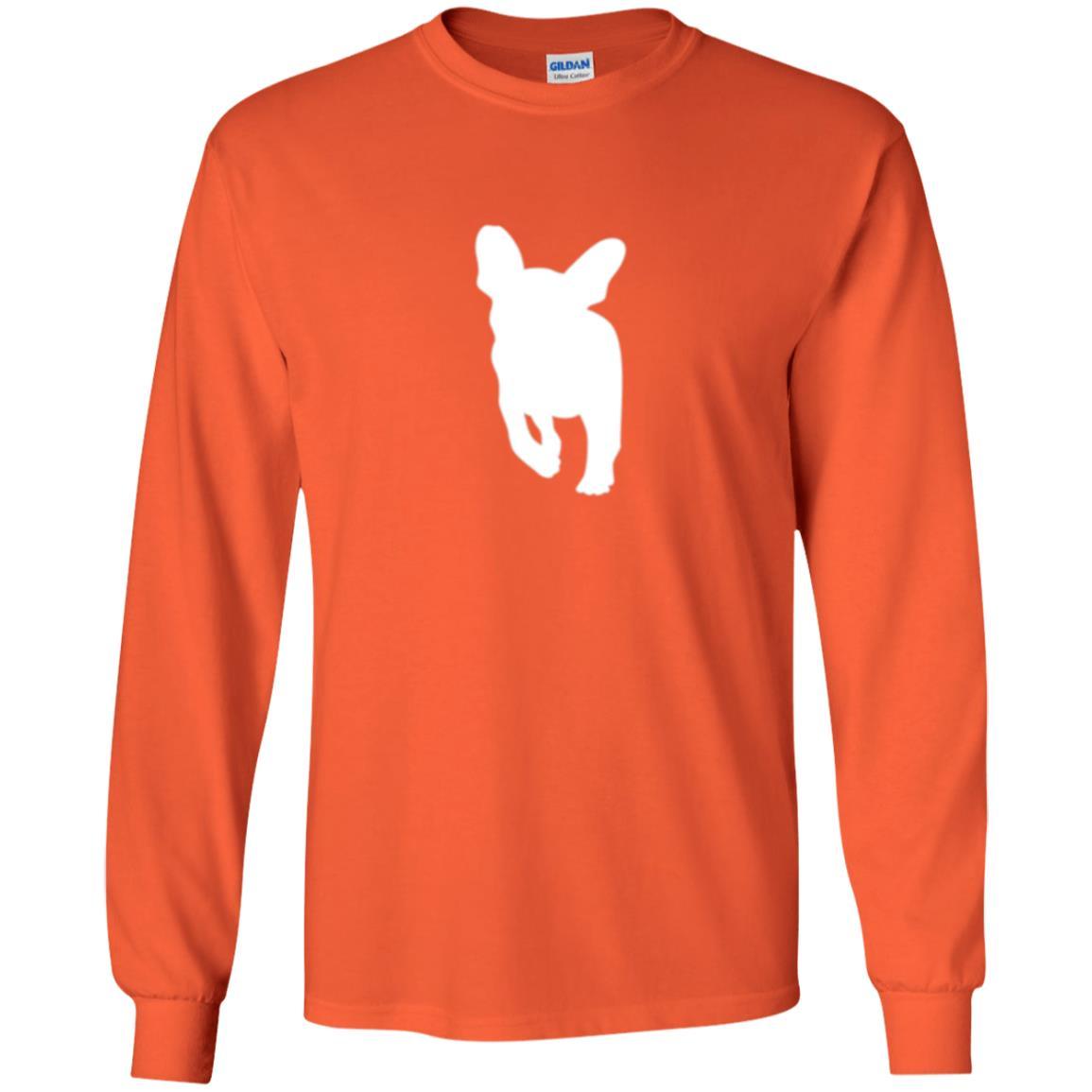 French Bulldog T-shirt White Silhouette Of Puppy Orange