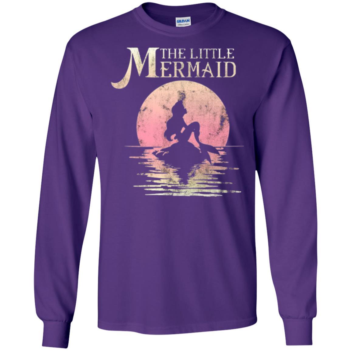 Cartoon T-shirt The Little Mermaid Ariel Rock Moon Silhouette Purple