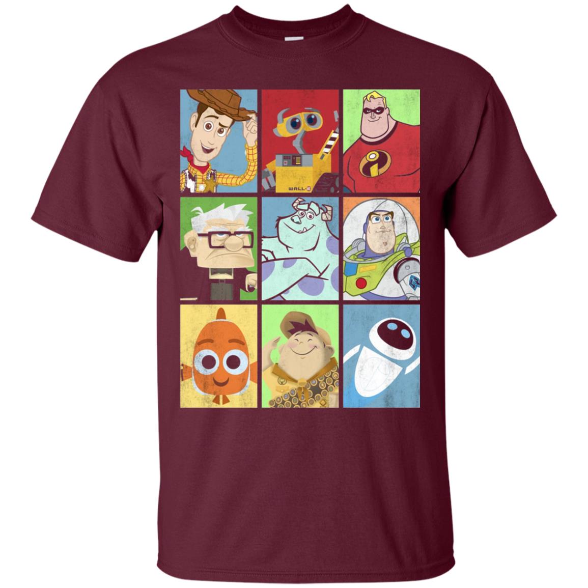 Epic Boxed Up Line Up Character Graphic T-shirt Maroon