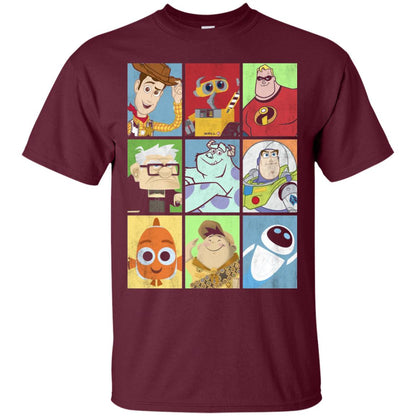 Epic Boxed Up Line Up Character Graphic T-shirt Maroon