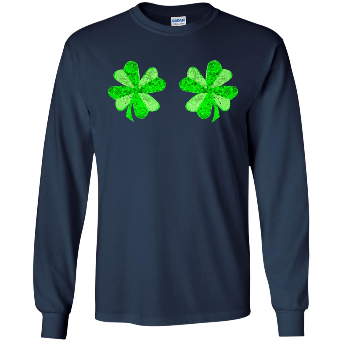 Funny Shamrock Boobs St Patricks Day T-shirt Navy
