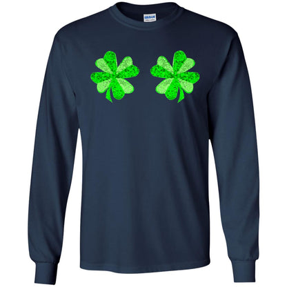 Funny Shamrock Boobs St Patricks Day T-shirt Navy