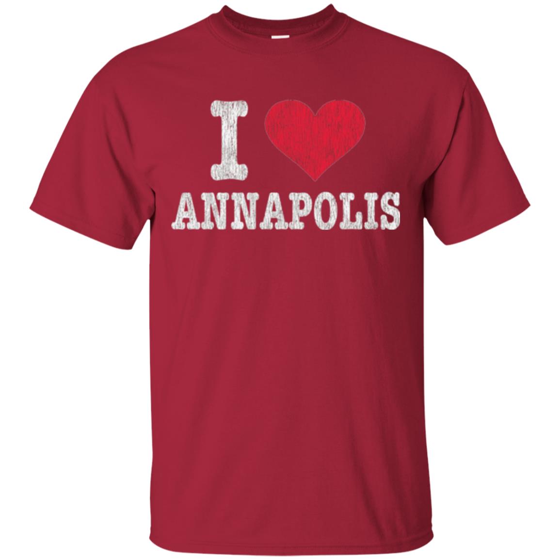 Distressed Retro I Love Annapolis T-shirt Cardinal