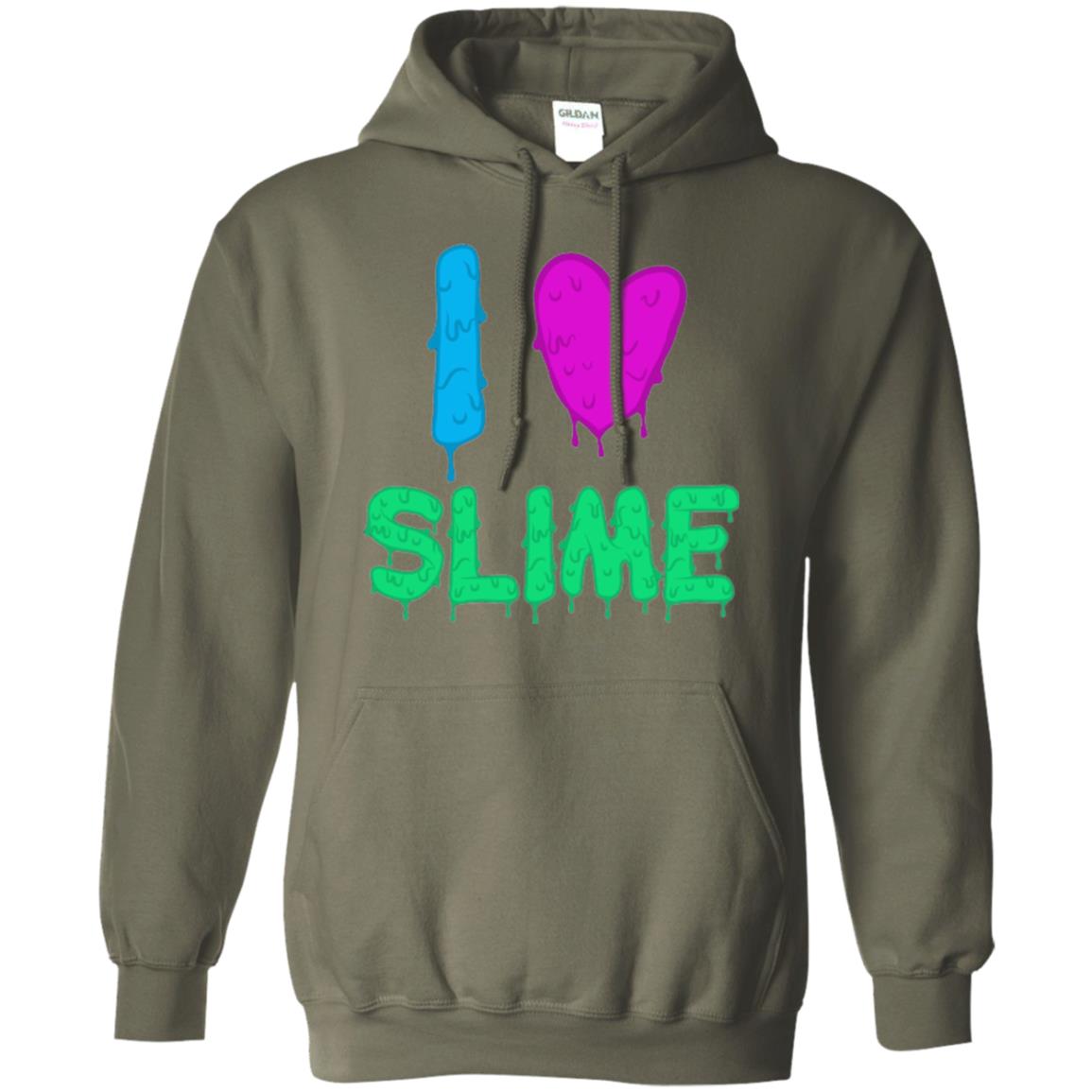 I Love Slime T-shirt Slime Lovers Military Green