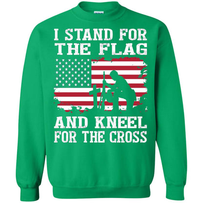 I Stand For The Flag And Kneel For The Cross Military T-shirt Irish Green
