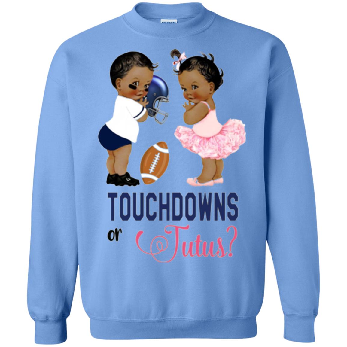 Ethnic Touchdowns Or Tutus Gender Reveal Party Football Lover T-shirt Carolina Blue